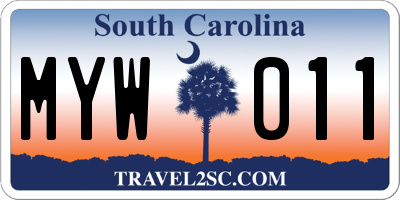 SC license plate MYW011