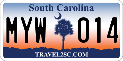 SC license plate MYW014