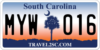 SC license plate MYW016