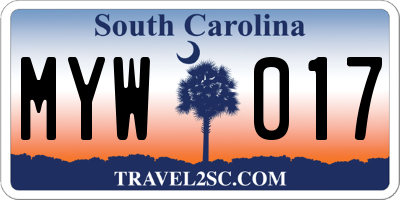 SC license plate MYW017