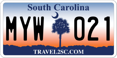 SC license plate MYW021