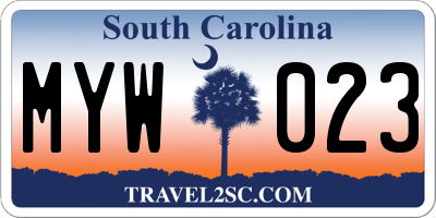 SC license plate MYW023