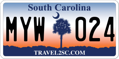 SC license plate MYW024