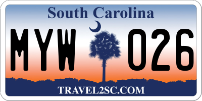 SC license plate MYW026