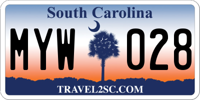 SC license plate MYW028