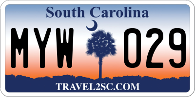 SC license plate MYW029