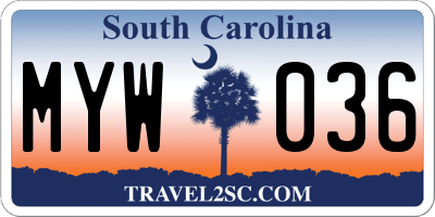 SC license plate MYW036