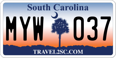SC license plate MYW037