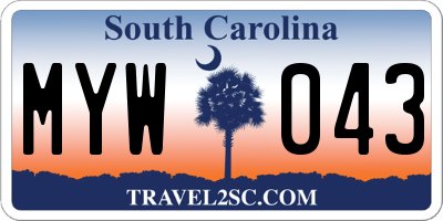 SC license plate MYW043