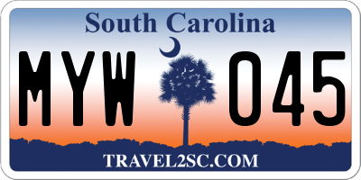 SC license plate MYW045