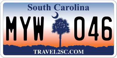 SC license plate MYW046