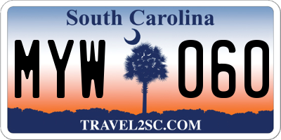 SC license plate MYW060