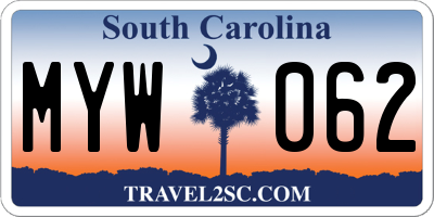 SC license plate MYW062