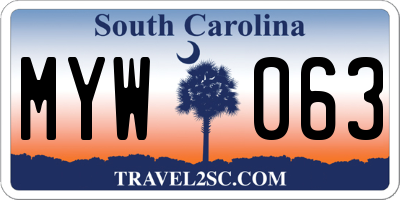 SC license plate MYW063
