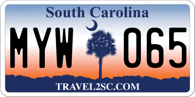 SC license plate MYW065