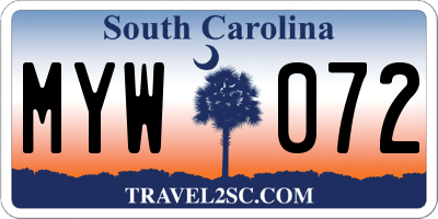 SC license plate MYW072