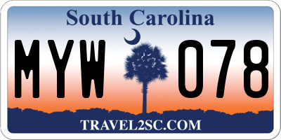 SC license plate MYW078