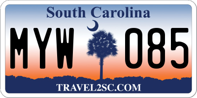 SC license plate MYW085