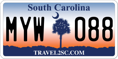 SC license plate MYW088