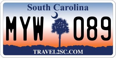 SC license plate MYW089