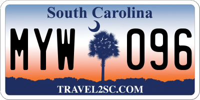 SC license plate MYW096
