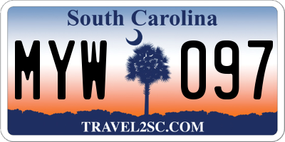 SC license plate MYW097