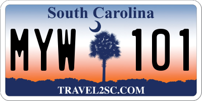 SC license plate MYW101