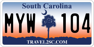 SC license plate MYW104