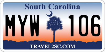 SC license plate MYW106
