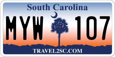 SC license plate MYW107