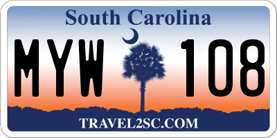 SC license plate MYW108