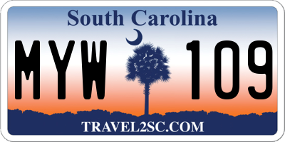 SC license plate MYW109