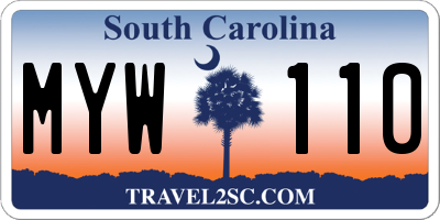 SC license plate MYW110