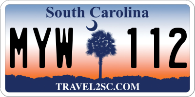 SC license plate MYW112