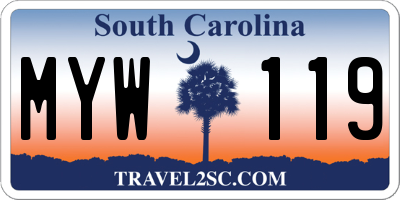 SC license plate MYW119