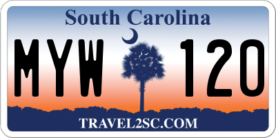 SC license plate MYW120