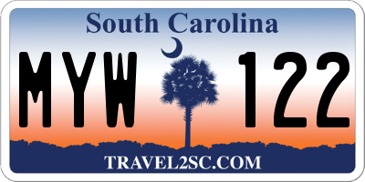 SC license plate MYW122