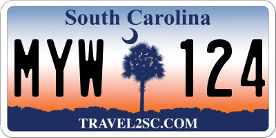SC license plate MYW124