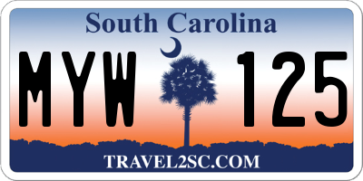 SC license plate MYW125