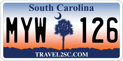 SC license plate MYW126