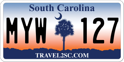 SC license plate MYW127