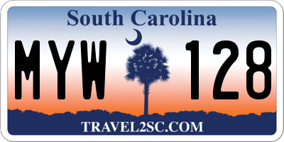 SC license plate MYW128