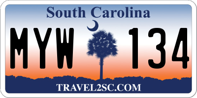 SC license plate MYW134