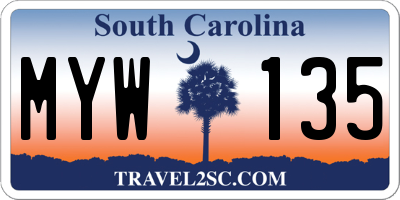 SC license plate MYW135