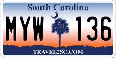 SC license plate MYW136