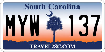 SC license plate MYW137