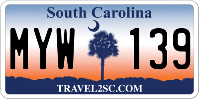 SC license plate MYW139