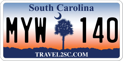 SC license plate MYW140