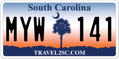 SC license plate MYW141