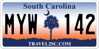 SC license plate MYW142